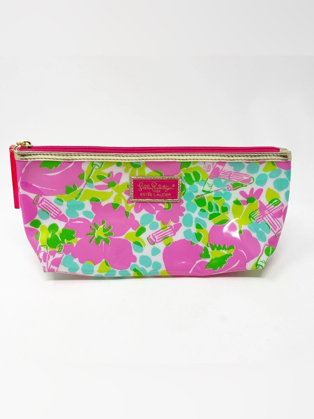 Lilly Pulitzer for Estée Lauder Pink Floral Cosmetic Makeup Bag Pouch